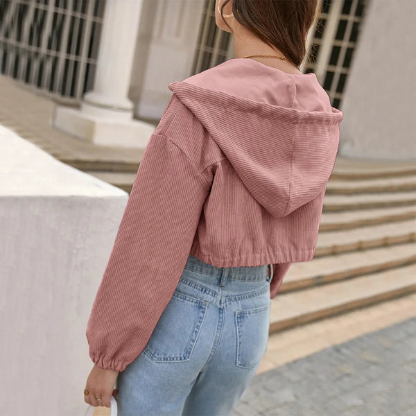 Peach Corduroy Cropped Jacket