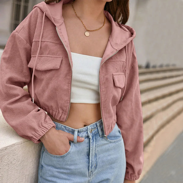 Peach Corduroy Cropped Jacket